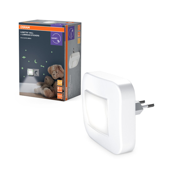 OSRAM LED Nachtlicht LUNETTA Hall 830 + Luminous Stickers Warm weiß 4099854497476