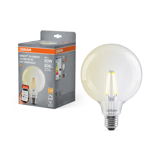 OSRAM LED Leuchtmittel SMART+ MATTER Filament CLASSIC shapes 6W 827 Filament DIM E27 Dimmbar Warm weiß 4099854529900