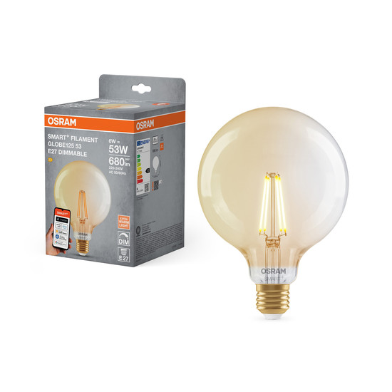OSRAM LED Leuchtmittel SMART+ MATTER Filament CLASSIC shapes 6W 824 Filament GOLD DIM E27 Dimmbar Warm weiß 4099854529986