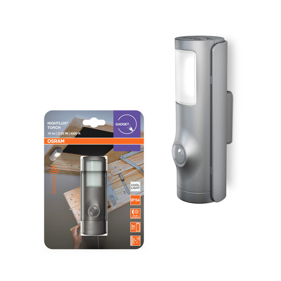 OSRAM LED Nachtlicht NIGHTLUX Torch Silver Neutralweiss 4099854530975