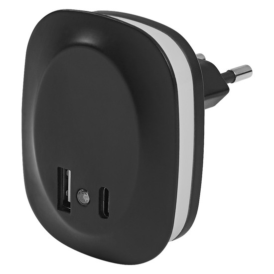 OSRAM LED Nachtlicht Lunetta Edge USB A&C 830 USB A C Black Warm weiß 4099854532078