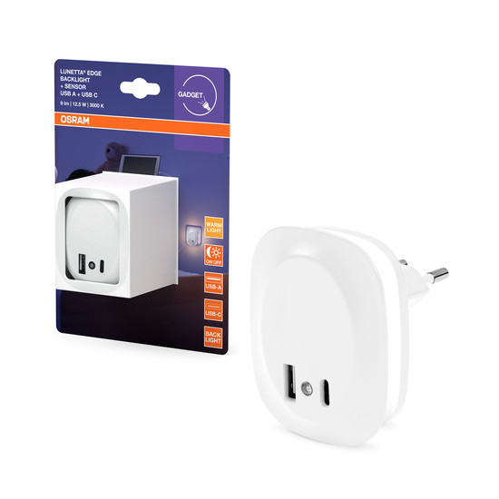 OSRAM LED Nachtlicht Lunetta Edge USB A&C 830 USB A C White Warm weiß 4099854532115