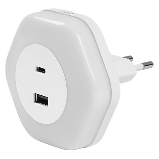 OSRAM LED Nachtlicht Lunetta Hexagon USB A&C 830 White Warm weiß 4099854532238