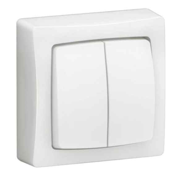 Legrand OTEO Universalschalter 10A mit Steckklemmen Aufputz / Zweifach-Taster weiß 086020L