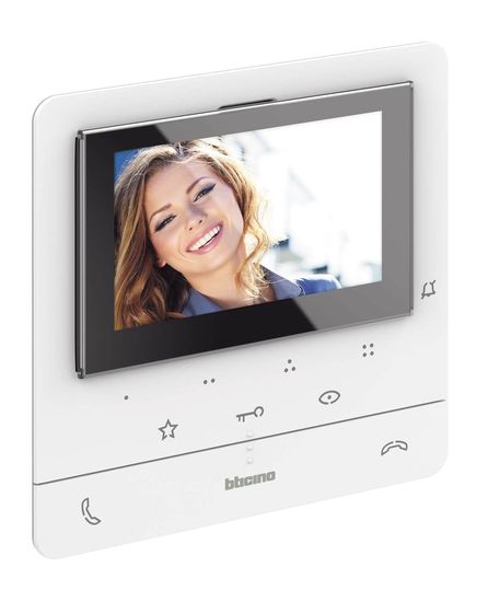 Bticino Video-Innenstelle Classe 100 V16E mit 5" (12.7cm) Farb-LCD-Monitor, 2 Gesprächstasten, Arztschaltung/Türomatfunktion, Induktionsschleife für Hörgeräte, 344922