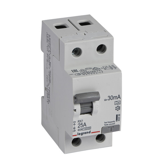 Legrand FI-Schutzschalter 25A, 30mA Fehlerstromschutzschalter, RCD, 2-polig - 25A / 30mA, 402036