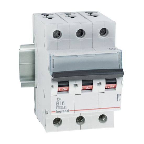 Legrand TX3 Leitungsschutzschalter B-Charakteristik, 16A, 3-polig, 6kA, 400VAC, 3 Teilungseinheiten, 403402