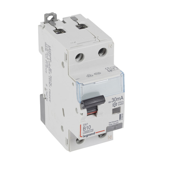 Legrand DX3 FI/LS-Schalter B-Charakteristik, 10A, 1P+N, 6kA, 30mA, Typ A, 230VAC, 2 Teilungseinheiten, 410963