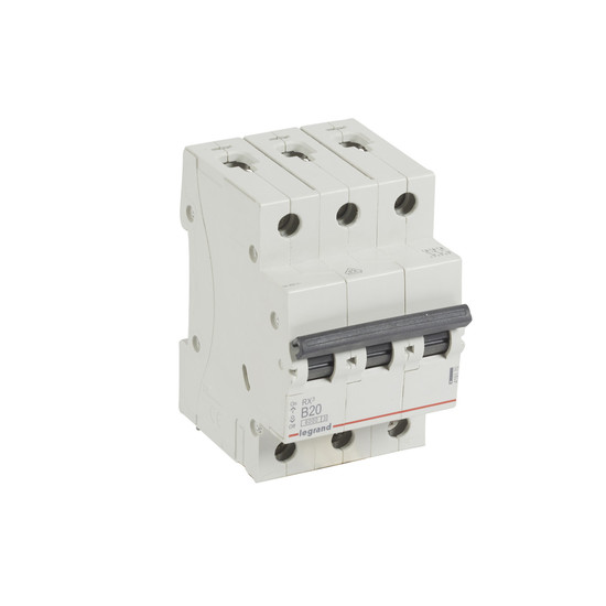Legrand RX3 Leitungsschutzschalter, Schutzschalter, B-Charakteristik, 20A, 3-polig, 6000A, 400VAC, 3TE, 4 Stück, 419170