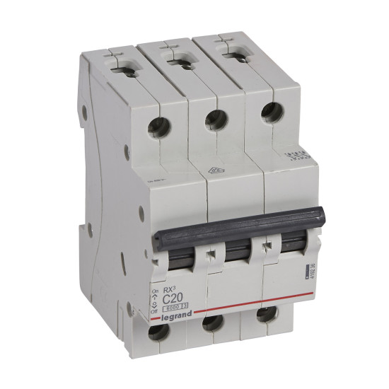 Legrand RX3 Leitungsschutzschalter, Schutzschalter, C-Charakteristik, 20A, 3-polig, 6000A, 400VAC, 3TE, 4 Stück, 419236
