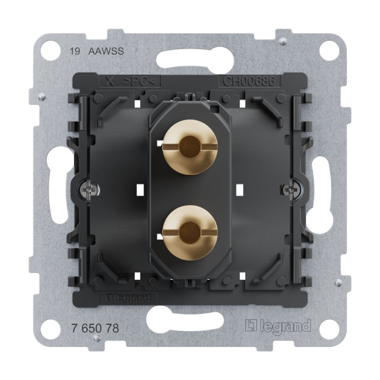 Legrand SEANO 1-fach Lautsprecher-Anschluss, Einsatz, 4mm-Buchsen, vergoldete Messing-Buchsen für erstklassige Signalübertragung, 765078