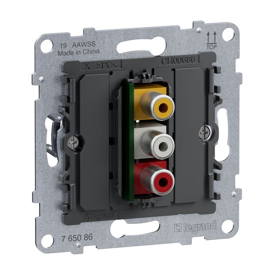 Legrand SEANO RCA Cinch-Anschlussdose, Einsatz, 3-fach, Schraubklemmenanschluss: 0,5mm2, 765086