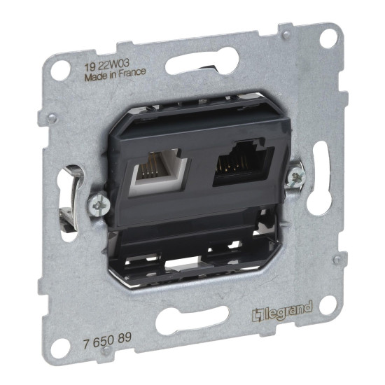 Legrand SEANO Datendose RJ11+RJ45 KAT. 6 UTP, Einsatz, Kombinationsdose mit RJ11-Anschluss für Telefon- und Datenanschluss (RJ45, Kat. 6, UTP), 765089