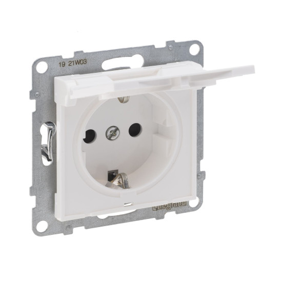 Legrand SEANO Schutzkontakt-Steckdose mit erhöhtem Berührungsschutz und Klappdeckel IP21, Steckklemmen, 16A, 250V, Ultraweiß, 765123