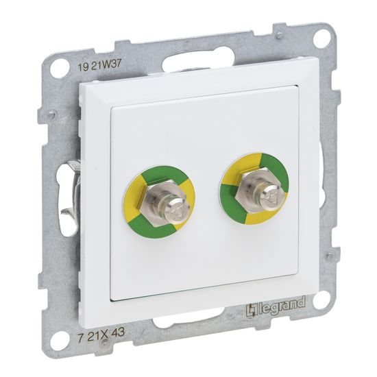 Legrand SEANO Potentialausgleich-Steckdose, Einsatz, Anschlussbolzen gemäß DIN 42 801, Ultraweiß, 765130