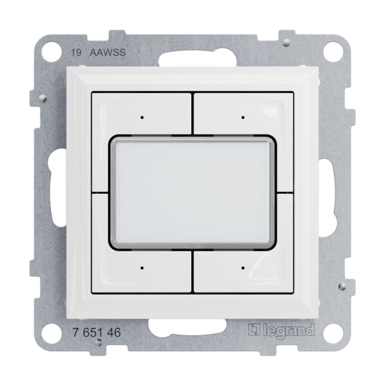 Legrand SEANO 4-fach elektronischer Taster 0-24 V, max. 1A, Tasten separat ansteuerbar (beleuchtbar), inkl. Wippe, Ultraweiß, 765146
