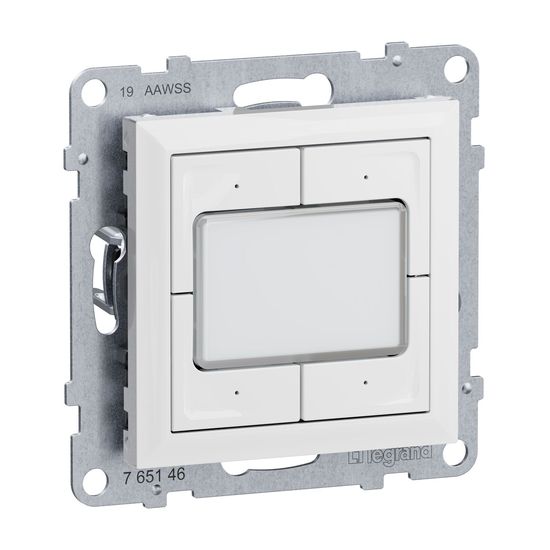 Legrand SEANO 4-fach elektronischer Taster 0-24 V, max. 1A, Tasten separat ansteuerbar (beleuchtbar), inkl. Wippe, Ultraweiß, 765146
