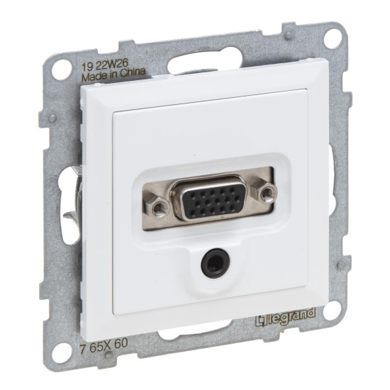 Legrand SEANO HD15 Anschlusseinheit + 3 mm Jack, Einsatz inklusive Abdeckung, Schraubklemmen, Ultraweiß, 765160