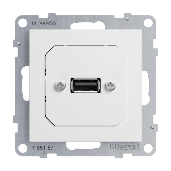 Legrand SEANO USB-Datendose mit Kabel, Einsatz inklusive Abdeckung, USB 3.0, Kabellänge: 15cm, Ultraweiß, 765187
