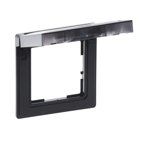 Legrand SEANO 1-fach Rahmen mit Klappdeckel für Standardeinsätze zur Erhöhung der Schutzart auf IP44, 87x87mm, Schwarz, 765344