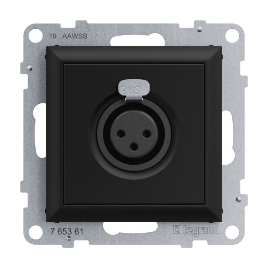 Legrand SEANO XLR-Dose 3-polig weiblich, Einsatz inklusive Abdeckung, Schraubklemmen: 0,5mm2, Schwarz, 765361