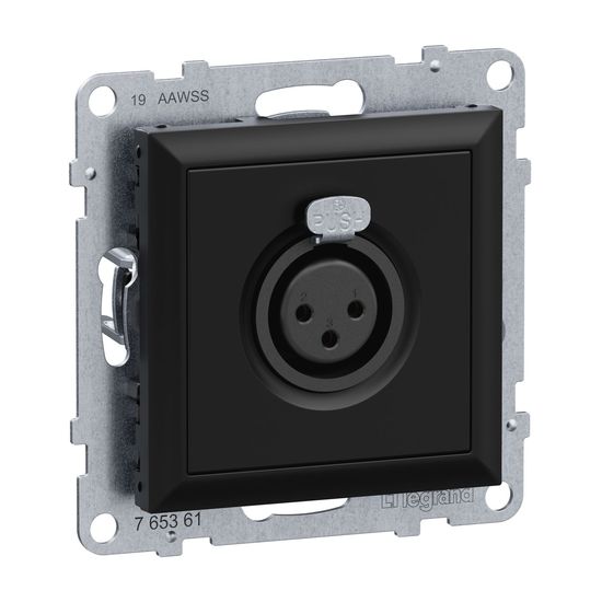 Legrand SEANO XLR-Dose 3-polig weiblich, Einsatz inklusive Abdeckung, Schraubklemmen: 0,5mm2, Schwarz, 765361