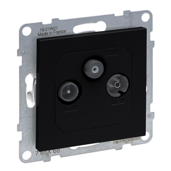 Legrand SEANO Durchgangsdose TV-R-SAT, HD-TV, Anschlussdämpfung: 14dB, Schwarz, 765368