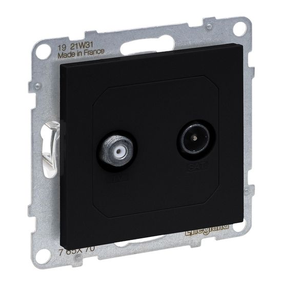 Legrand SEANO Einzeldose TV-SAT, 2 Kabel, Sternverkabelung HD-TV, Anschlussdämpfung: 1.5dB, Schwarz, 765370