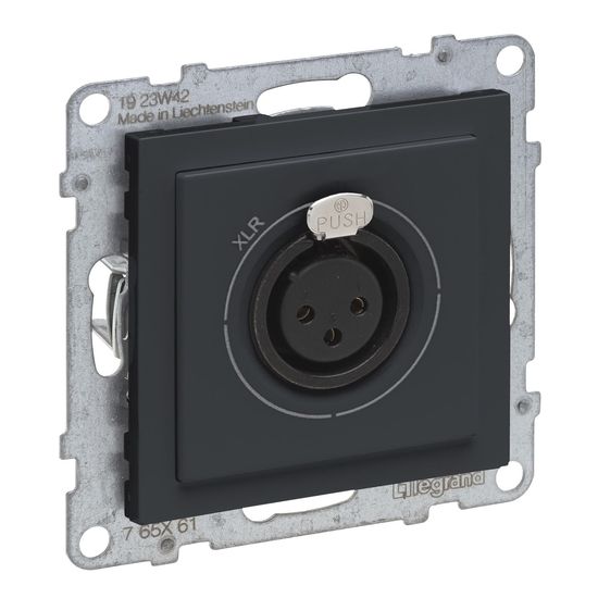 Legrand SEANO XLR-Dose 3-polig weiblich, Einsatz inklusive Abdeckung, Schraubklemmen: 0,5mm2, Anthrazit, 765461