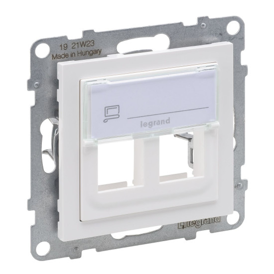 Legrand SEANO 2-fach Key-Stone-Adapter zum Einschnappen von Key-Stone-Datendosen, Key-Stone Modul, Ultraweiß, 765602