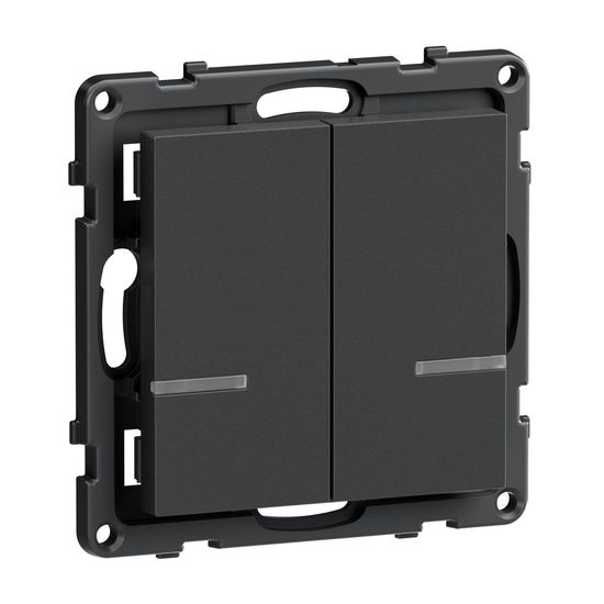 Legrand SEANO with Netatmo Wandsender Licht - 2-fach, 2 Schaltwippen, LED-Batteriestatus, Befestigung auf jeder Oberfläche, Smart Home, Anthrazit, 765934