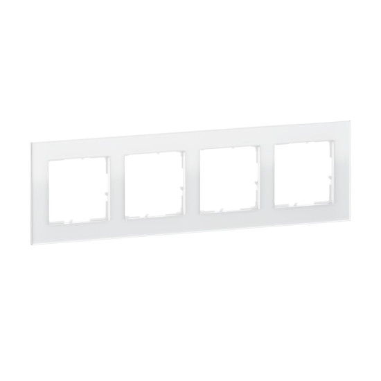 Legrand SEANO Natura 4-fach Rahmen aus Echtmaterial, nachhaltige Produktion und Verpackung, Designausführung: Weißes Glas, 766104