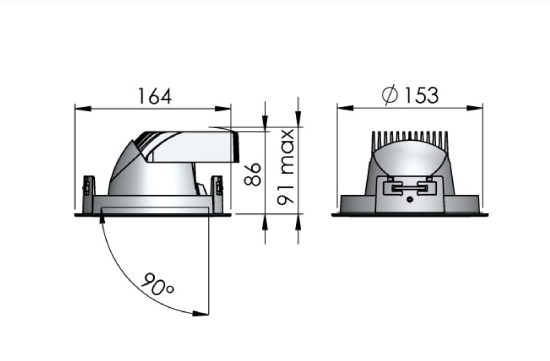 Lival LED-Deckeneinbaustrahler Mini Lean DL 42W Bakery 2730lm 36° silber Bäckerei 90Ra