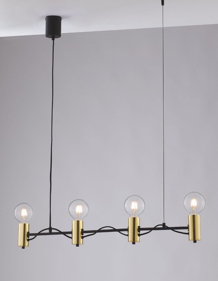 LUCE Design Axon Pendelleuchte 4fach E27 Schwarz/Gold