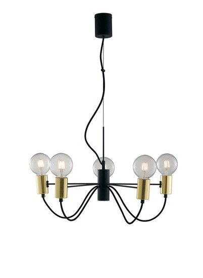 LUCE Design Axon Pendelleuchte 5fach E27 Schwarz/Gold