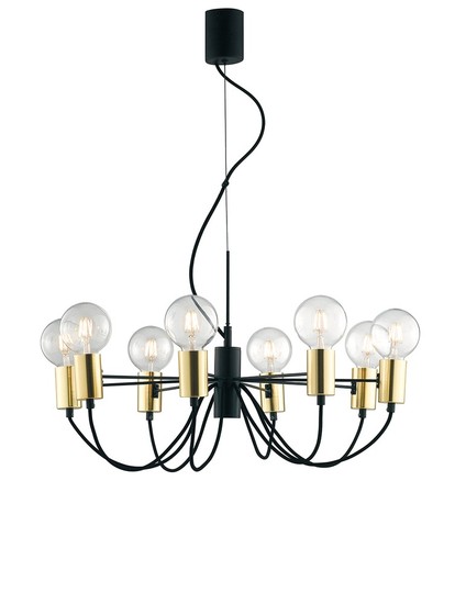LUCE Design Axon Pendelleuchte 8fach E27 Schwarz/Gold
