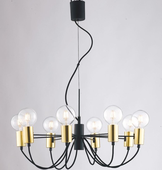 LUCE Design Axon Pendelleuchte 8fach E27 Schwarz/Gold