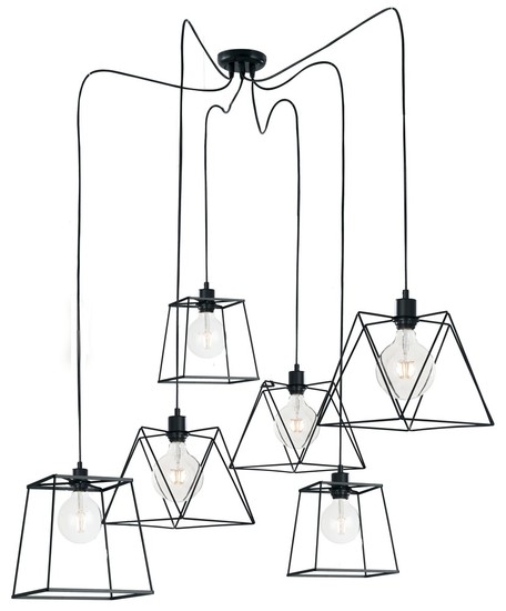 LUCE Design Brookyln Pendelleuchte 6fach E27 Schwarz