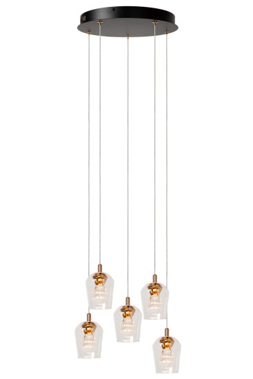 Lucide BERLIANE LED Pendelleuchten 5-fach 4W dimmbar Warmweiss Modern Transparent 65-164,5cm 00430/21/60