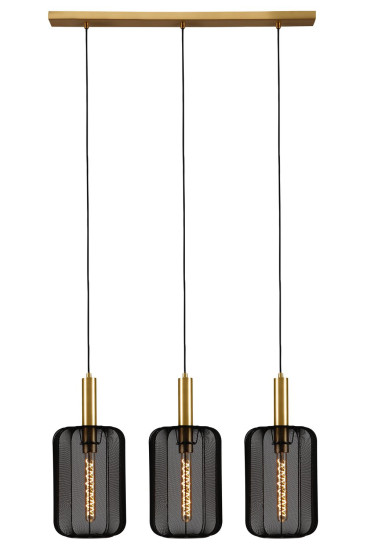 Lucide CORINA Pendelleuchte 3x E27 Schwarz, Mattes Gold, Messing 03447/03/30