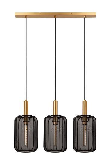 Lucide CORINA Pendelleuchte 3x E27 Schwarz, Mattes Gold, Messing 03447/03/30