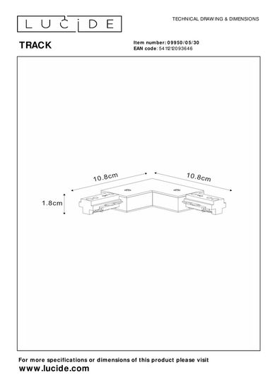 Lucide TRACK L-Verbinder 1-Phasen Stromschienensystem Links Schwarz 09950/05/30