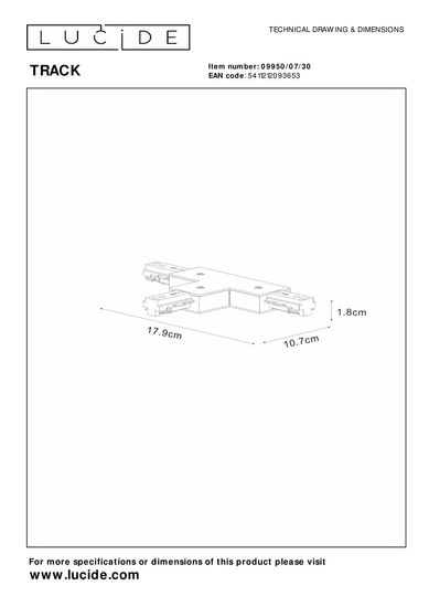 Lucide TRACK T-Verbinder 1-Phasen Stromschienensystem Schwarz 09950/07/30