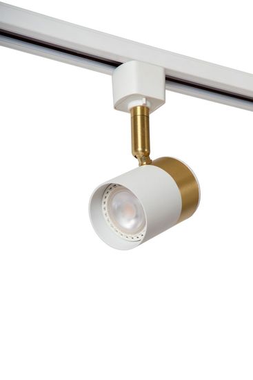Lucide TRACK FLORIS Schienenstrahler 1-Phasen Stromschienensystem GU10 360° drehbar Weiß, Mattes Gold, Messing 09952/01/31