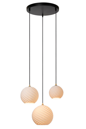 Lucide BINA MULTI PENDEL E27 Pendelleuchten 3-fach Retro Weiß 70-145,7cm 13451/03/31