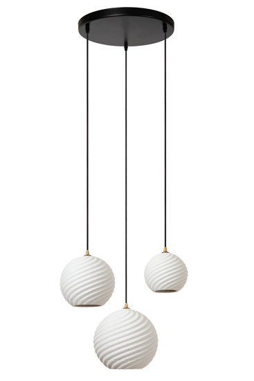 Lucide BINA MULTI PENDEL E27 Pendelleuchten 3-fach Retro Weiß 70-145,7cm 13451/03/31