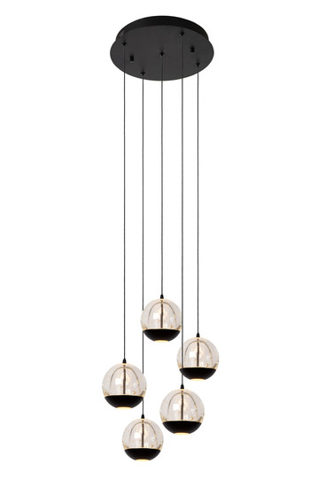 Lucide SENTUBAL LED Pendelleuchten 5-fach 5,2W dimmbar Warmweiss Modern Schwarz 70-150cm 13498/24/30