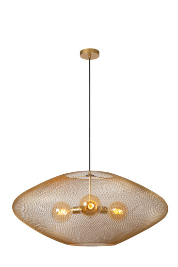 Lucide MESH E27 Pendelleuchten 3-fach Vintage Mattgold 80-500cm 21423/88/02