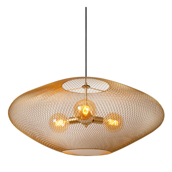 Lucide MESH E27 Pendelleuchten 3-fach Vintage Mattgold 80-500cm 21423/88/02