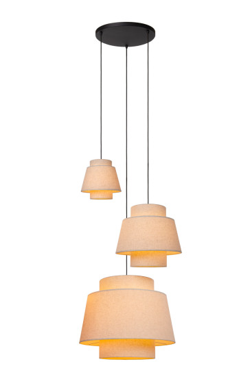 Lucide TRIBUTE E27 Pendelleuchten 3-fach Landhausstil Beige 120-350cm 21435/13/38
